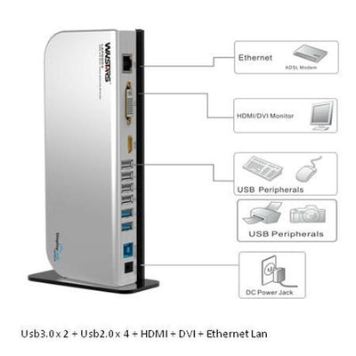 Winstars USB 3.0 Universal Dock (WS-UG39DK4) - Black - Payday Deals