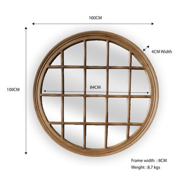 Window Style Mirror - Taupe Circle 100cm