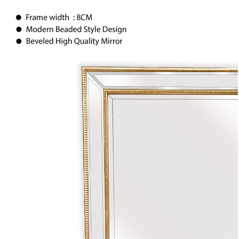Gold Beaded Framed Mirror - Rectangle 80cm x 110cm