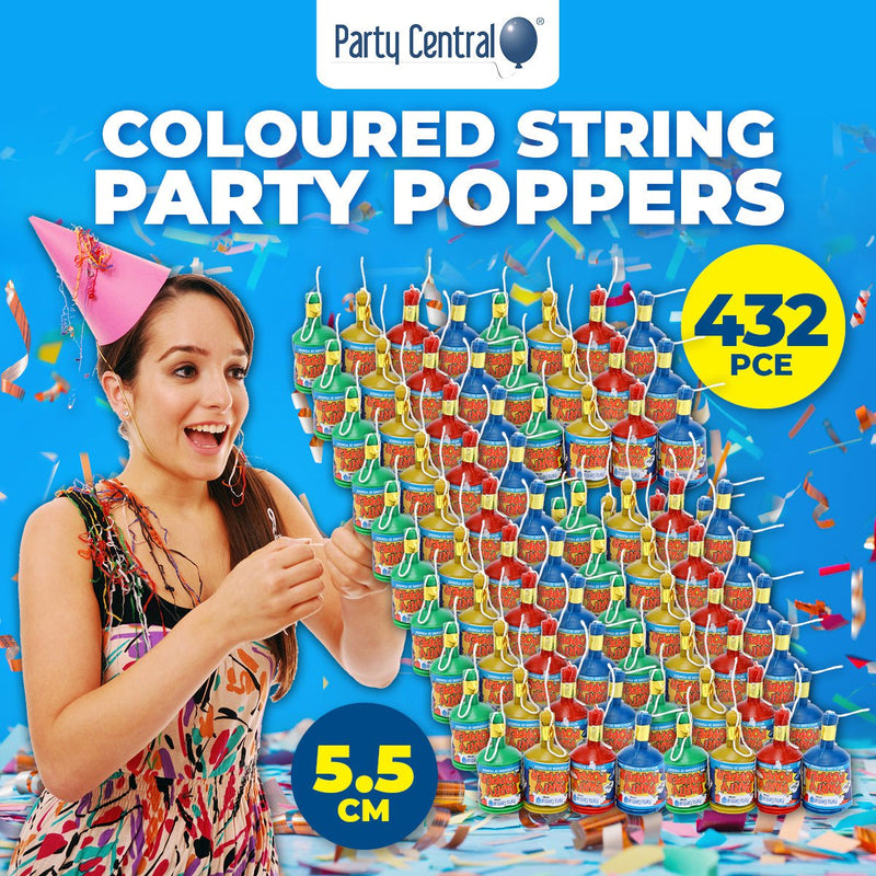 Party Central 432PCE Party Poppers Birthdays Celebrations Fun Exciting 5.5cm