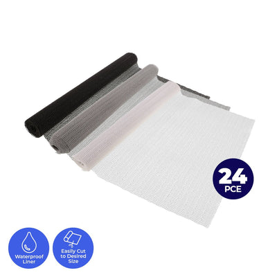 Home Master 24PCE PVC Anti Slip Liners Waterproof Black Grey White 50 x 200cm
