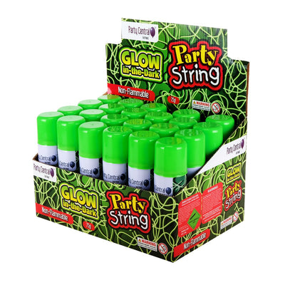 Party Central 24PCE Glow In The Dark Silly String Cans Non-Flammable 75g