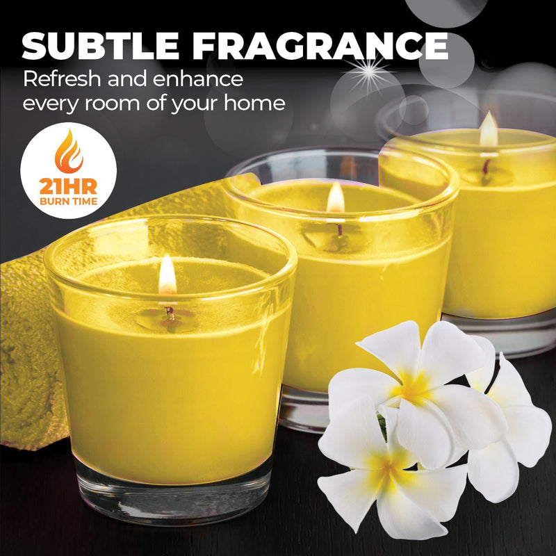 Perfect Scent 12PCE Frangipani Scented Fragrant Candles Glass Holder 7cm