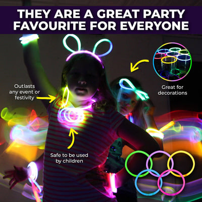 Party Central 540PCE Glow Stick Bracelets Bright Long Lasting Colours 20cm