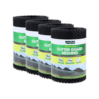 Garden Greens 12PCE Gutter Guard Black Mesh Rust Resistant Easy Install 5m