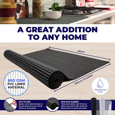 Home Master 18PCE PVC Non-Slip Liners Waterproof Machine Washable 100 x 45cm