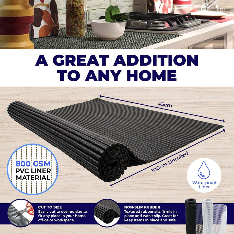 Home Master 18PCE PVC Non-Slip Liners Waterproof Machine Washable 100 x 45cm