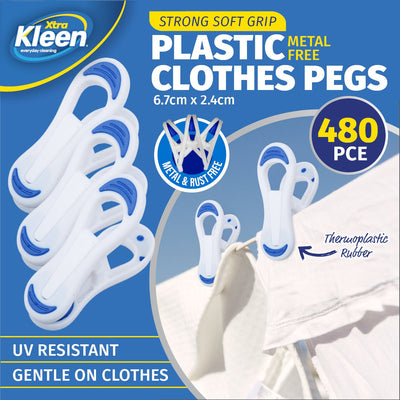 Xtra Kleen 480PCE Thermoplastic Rubber Pegs Metal & Rust Free 2.4 x 6.7cm
