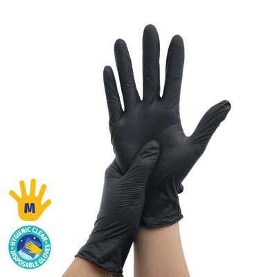 Xtra Kleen 1000PCE Disposable Nitrile Gloves Black Latex Powder Free Size M