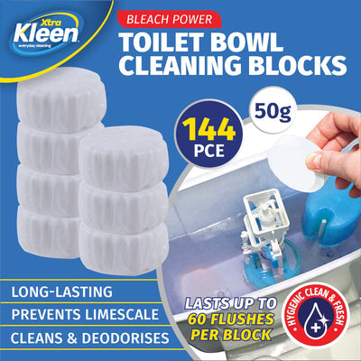 Xtra Kleen 144PCE Toilet Cistern Bleach Blocks Deodarising Long Lasting 50g