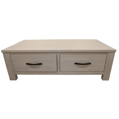 Foxglove Coffee Table 127cm 2 Drawer Solid Mt Ash Timber Wood - White