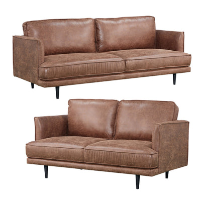 Rosie 2 + 3 Seater Sofa Set Fabric Uplholstered Lounge Couch Brown