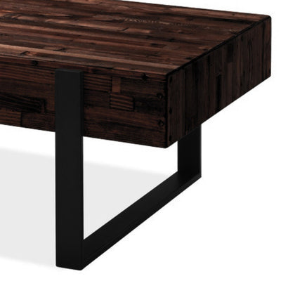 Rustica 120cm Coffee Table with Metal Leg Pine Wood Top Black