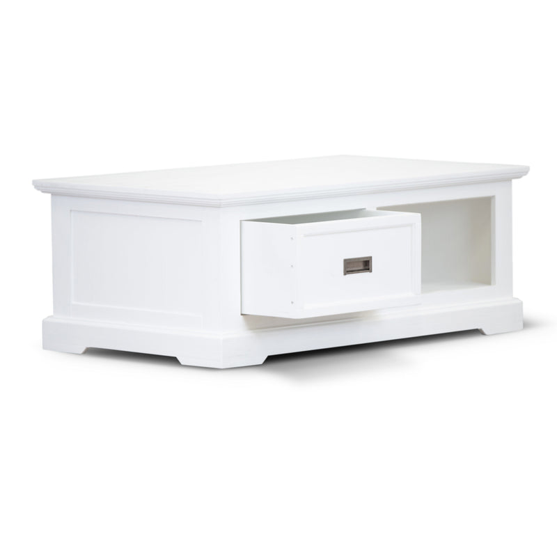 Laelia Coffee Table 120cm Solid Acacia Timber Wood Coastal Furniture - White
