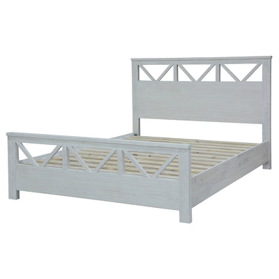 Myer Queen Size Bed Frame Solid Timber Wood Mattress Base White Wash