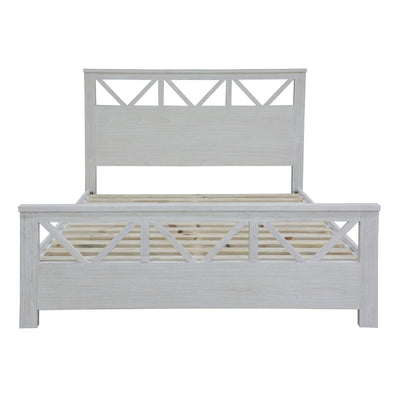 Myer 5pc Queen Bed Suite Bedside Dresser Bedroom Furniture Package White Wash