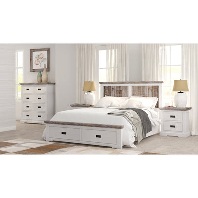 Fiona Set of 2 Bedside Table 2 Drawers Storage Cabinet Nightstand White Grey