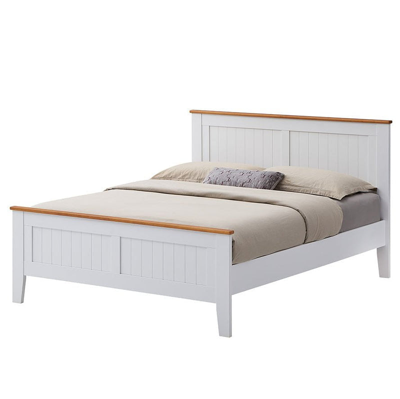 Lobelia Bed Frame Queen Size Mattress Base Solid Rubber Timber Wood - White