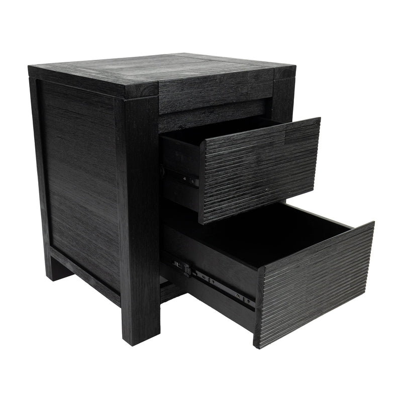 Tofino Bedside Tables 2 Drawers Storage Cabinet Shelf Side End Table - Black