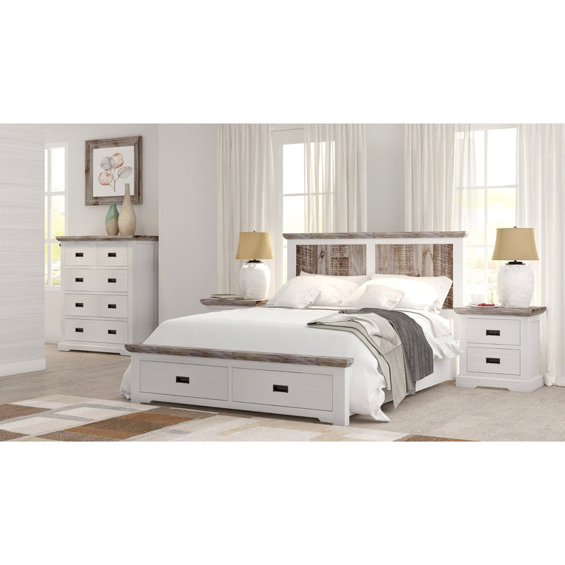 Fiona 4pc Queen Bed Suite Bedside Tallboy Bedroom Furniture Package White Grey