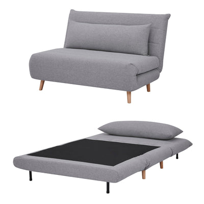 Audrey 2 Seater Sofa Futon Bed Love Seat Fabric Lounge Couch - Grey