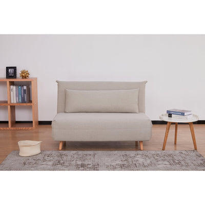 Audrey 2 Seater Sofa Futon Bed Love Seat Fabric Lounge Couch - Beige