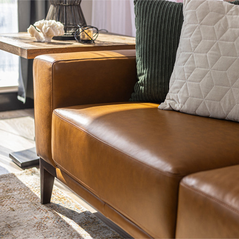 Lorenzo 2 + 3 Seater Sofa Leather Upholstered Lounge Set - Tan