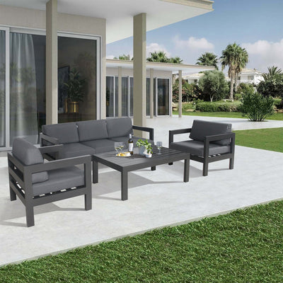 Outie 2pc Set 1+2 Seater Outdoor Sofa Lounge Aluminium Frame Charcoal