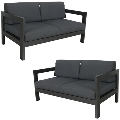 Outie 2pc Set 2+2 Seater Outdoor Sofa Lounge Aluminium Frame Charcoal