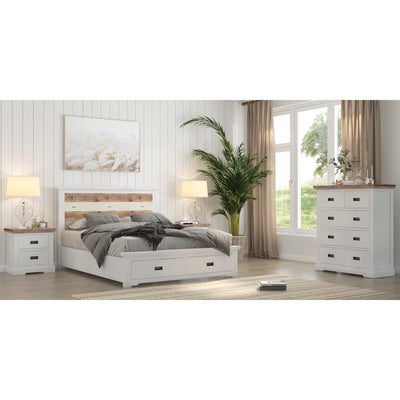 Orville 4pc King Bed Frame Suite Bedside Tallboy Furniture Package - Multi Color