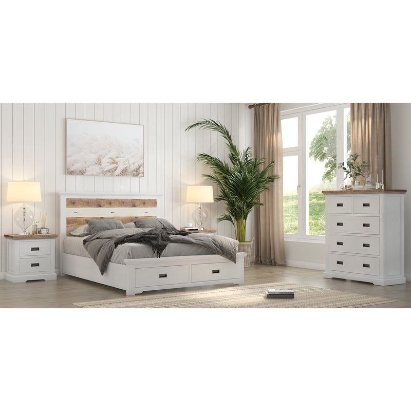 Orville 4pc Queen Bed Frame Suite Bedside Tallboy Furniture Package -Multi Color