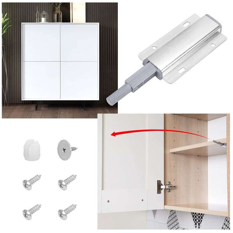 2x Magnetic Push Latches for Cabinets Push to Open Kitchen Hardware for Drawer Cupboard Wardrobe Closet