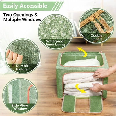 100L Cloth Storage Box Closet Organizer Storage Bags Clothes Storage Bags Wardrobe Organizer Idea GREEN