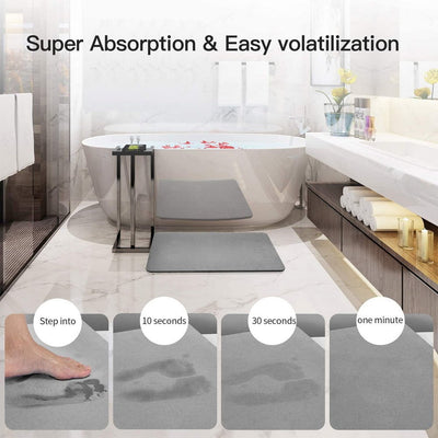 60cm*40cm Diatomaceous Earth Bath Mat, Nonslip Absorbent - Fast Drying Bathroom Floor Shower Mats Anti-Slip Mat