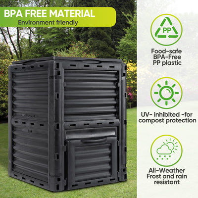 300L Large Garden Outdoor Compost Bin Composter BPA Free Compost Barrel
