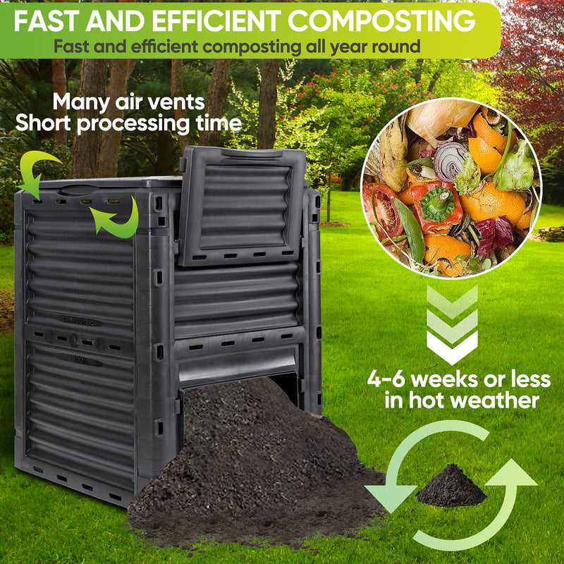 300L Large Garden Outdoor Compost Bin Composter BPA Free Compost Barrel