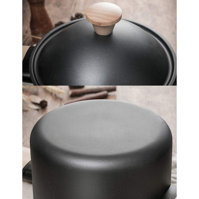 Non-stick Carbon Steel Dutch oven soup pot pan frying pan with lid wooden handle