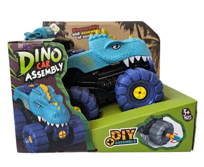 Kids Educational Blue DIY Assembled Dinosaur Car