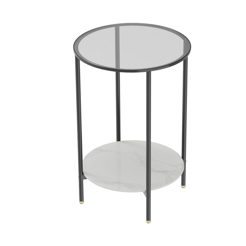 Interior Ave - Cosmopolitan Two Tier Mix Side Table - Marble & Glass