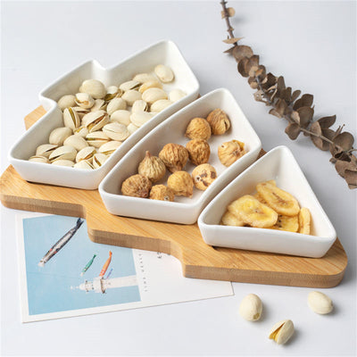 Cookingstuff Christmas Tree Dried Fruit Tray Snacks Candy Tray Melon Dried Fruit Plate Blue