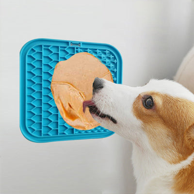 Pawfriends Silicone Dog Pet Lick Mat Anti-choking Slow Feeder Bath Grooming Helper Blue