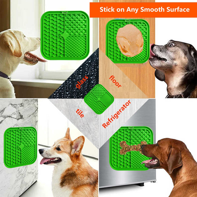 Pawfriends Silicone Dog Pet Lick Mat Anti-choking Slow Feeder Bath Grooming Helper Green