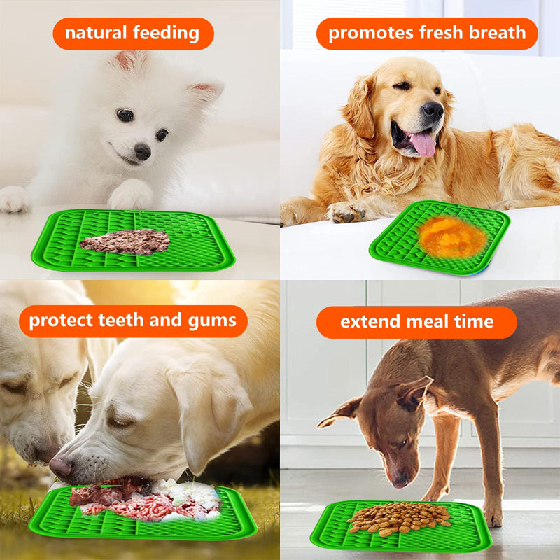 Pawfriends Silicone Dog Pet Lick Mat Anti-choking Slow Feeder Bath Grooming Helper Green