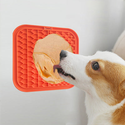 Pawfriends Silicone Dog Pet Lick Mat Anti-choking Slow Feeder Bath Grooming Helper Orange