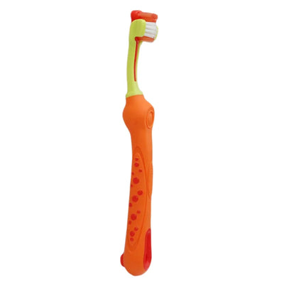 Pawfriends Pet Three-Head Multi-Angle Dog  Cat Toothbrush Oral Cleaning Product Orange