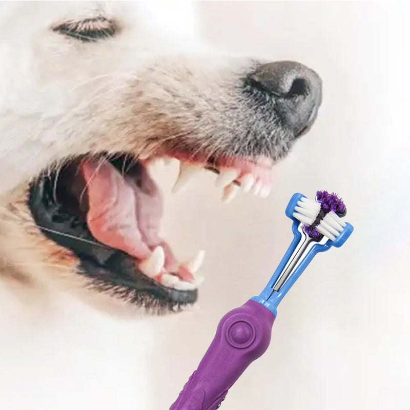 Pawfriends Pet Three-Head Multi-Angle Dog Cat Toothbrush Teeth Cleaning Oral Care
