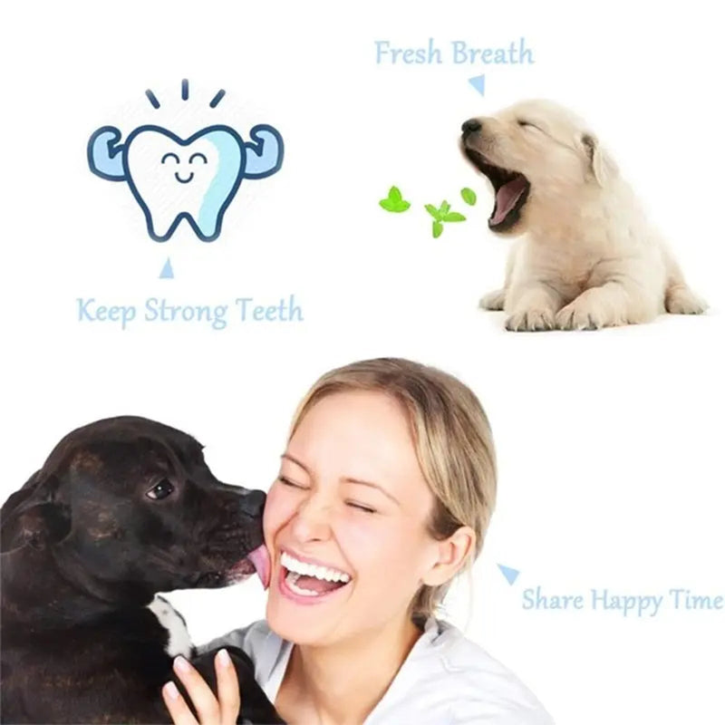 Pawfriends Pet Three-Head Multi-Angle Dog Cat Toothbrush Oral Cleaning Product White