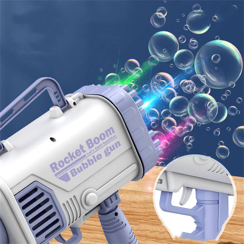 Bubblerainbow 64 Hole Electric Bubble Gun Hand-Held Soap Water Bubble Machine Colorful Light