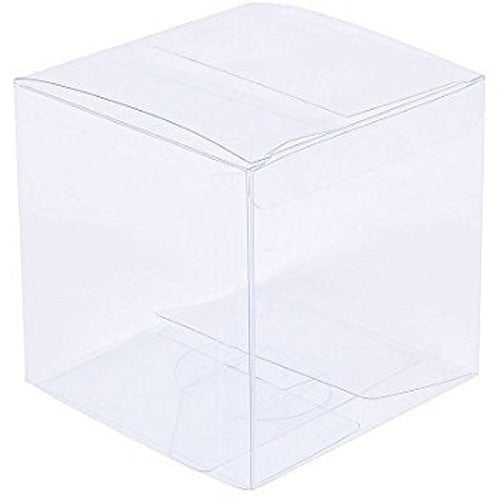 100 Pack of 7cm Clear PVC Plastic Folding Packaging Small rectangle/square Boxes for Wedding Jewelry Gift Party Favor Model Candy Chocolate Soap Box
