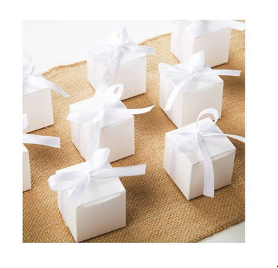 100 Pack of White 8x8x8cm Square Cube Card Gift Box - Folding Packaging Small rectangle/square Boxes for Wedding Jewelry Gift Party Favor Model Candy Chocolate Soap Box
